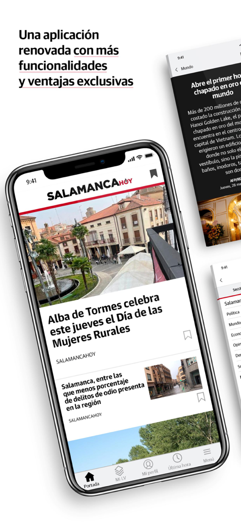 Salamancahoy - Smartphone displaying the Salamancahoy news app with local stories from Salamanca