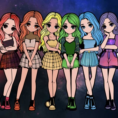 a group of girls realistic