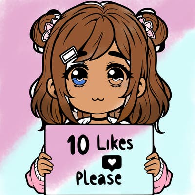 a girl with a sign saying 10 likes please