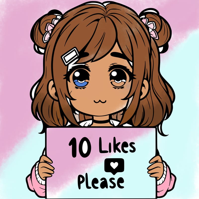 a girl with a sign saying 10 likes please