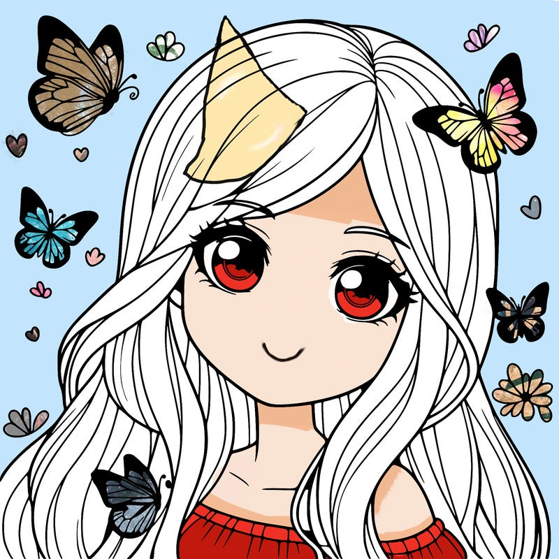 realistic girl with butterflies around her