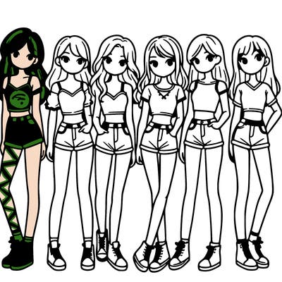 a group of girls wearing crop tops and shorts