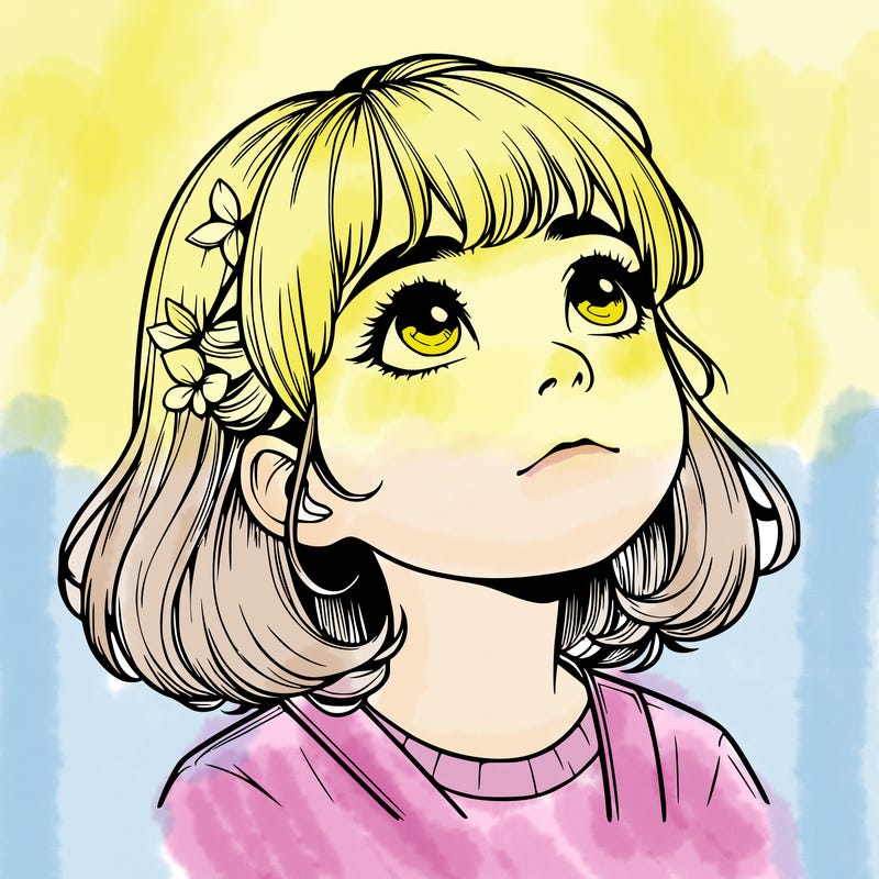 realistic girl looking up