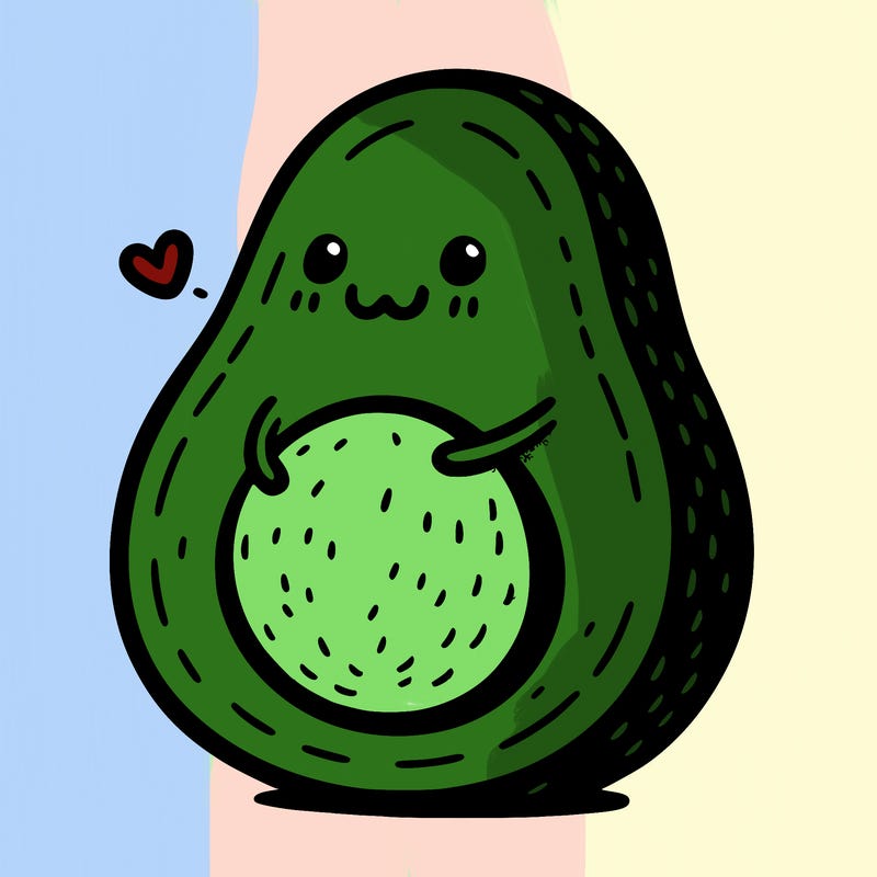 an avocado hugging an avocado