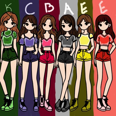 a group of girls wearing crop tops and shorts