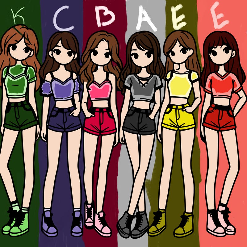 a group of girls wearing crop tops and shorts