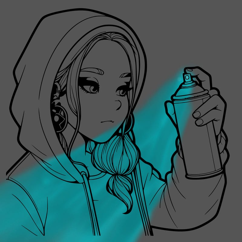 a realistic girl, spray painting