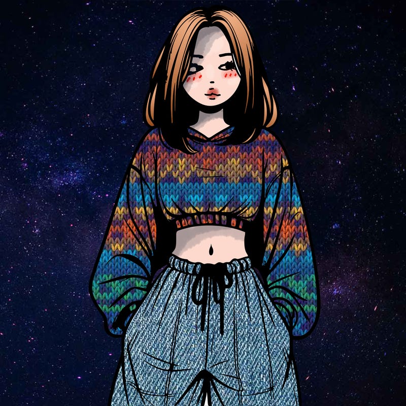 realistic girl faceless with baggy pants and a crop top