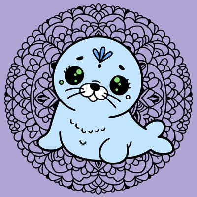 a cute baby seal mandala