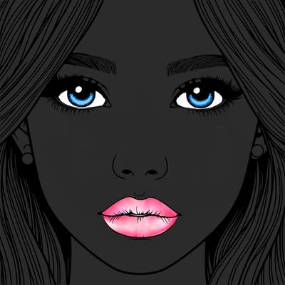 realistic girl with nose and lips