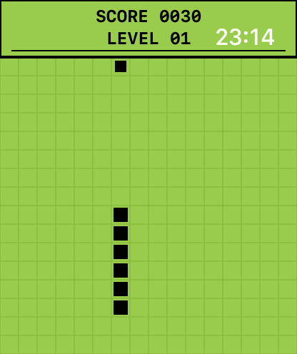 Snake Classic Watch - Retro pixel snake game with green background and score counter