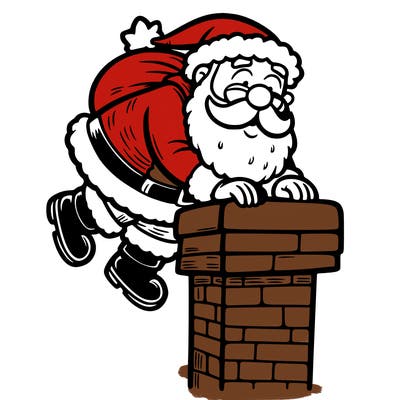 santa climbing down a chimney