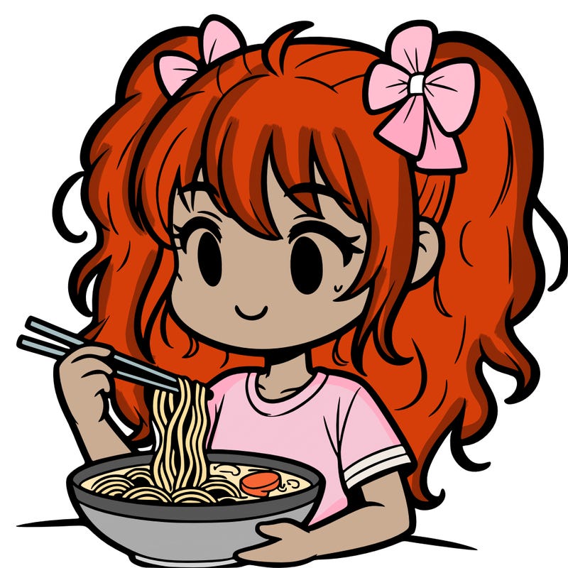 a girl eating ramen