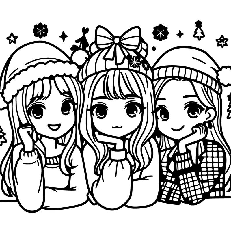 3 friends girls teens christmas