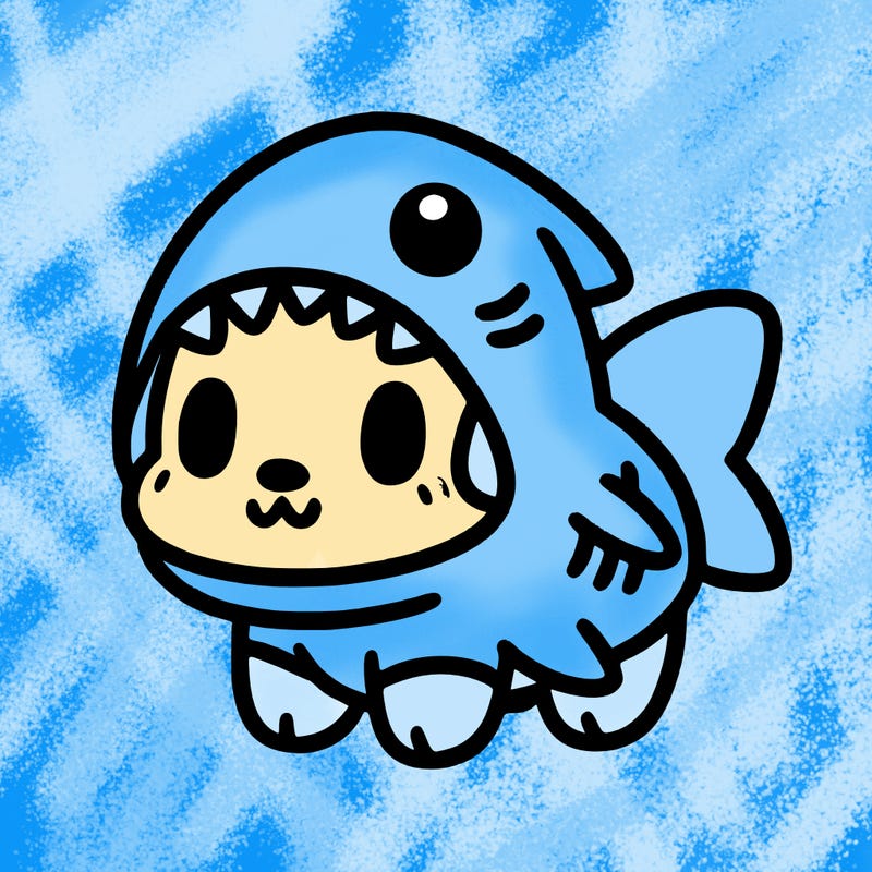 cute dog wearing a shark costume