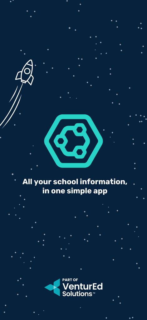 Eduspot - Eduspot app welcome screen with text All your school information in one simple app on a starry background