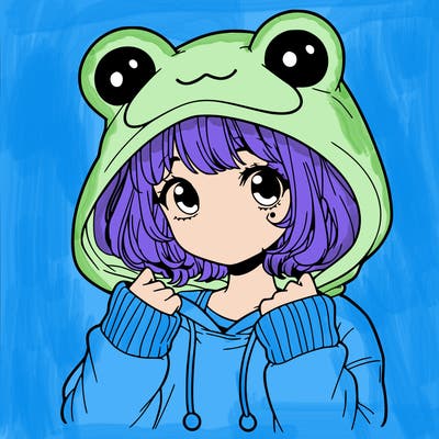 a cute teenage girl wearing a frog hoodie