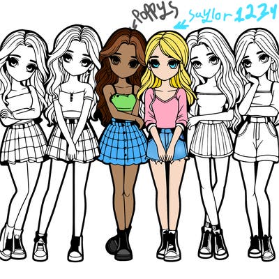 a group of girls realistic