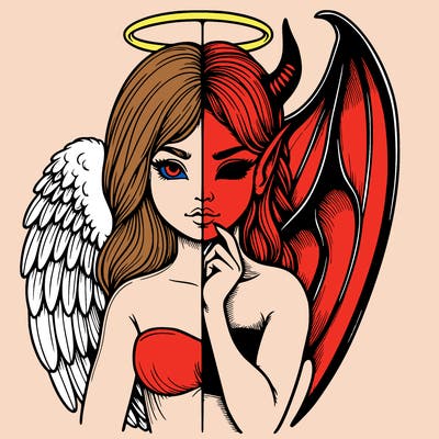 realistic angel half demon