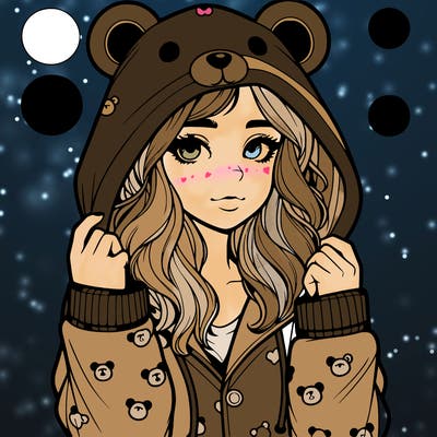 realistic girl in a animal pjs hoodie