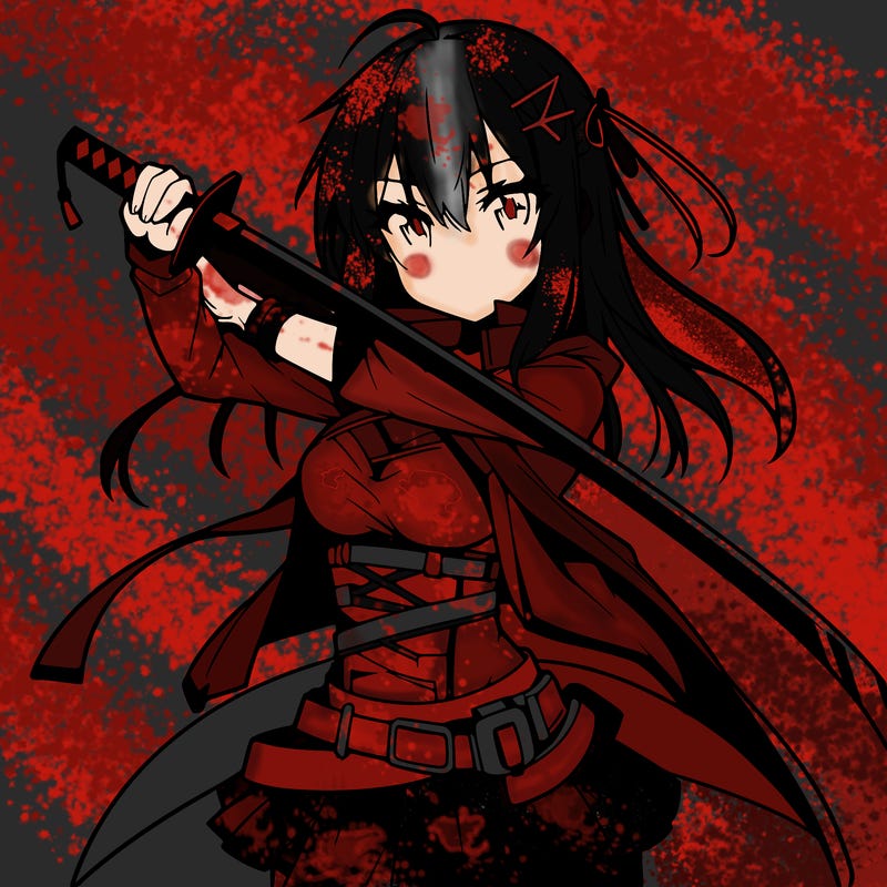 anime girl with sword in cool pose