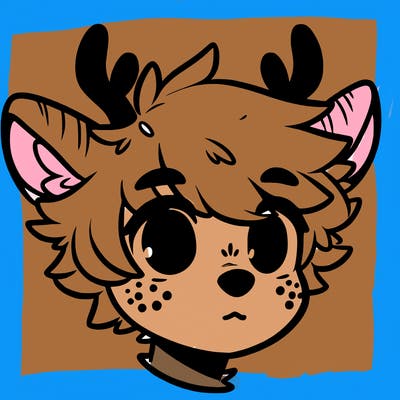 a humanoid deer with soft fluffy ears