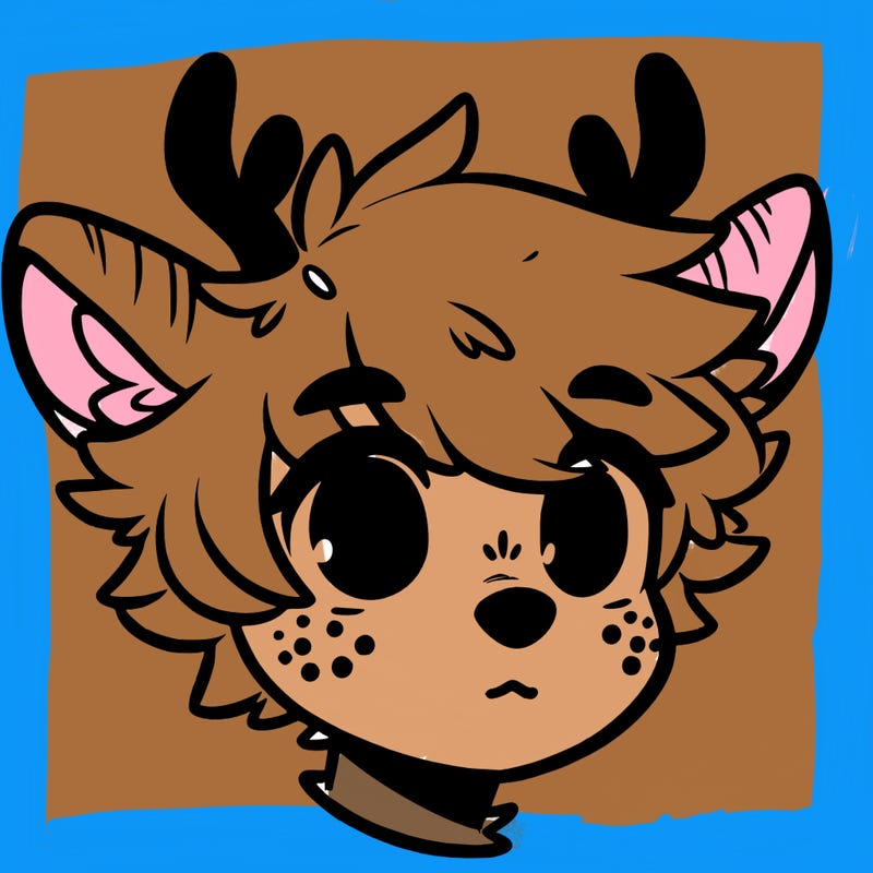 a humanoid deer with soft fluffy ears