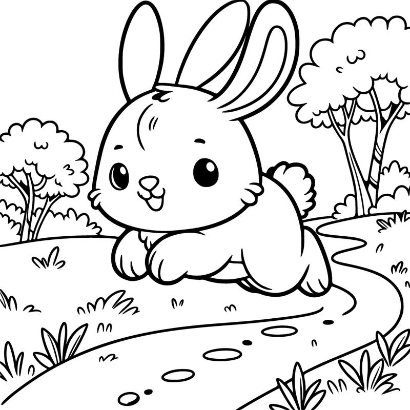 bunny hopping down a path