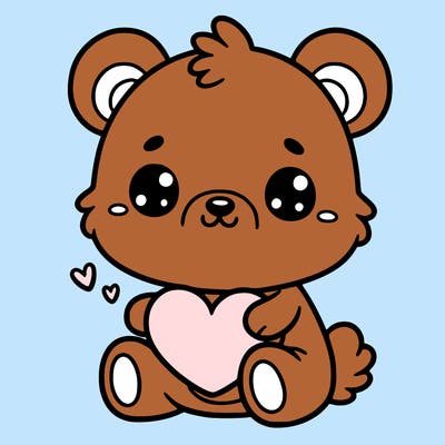 cute teddy bear with a heart in its hand