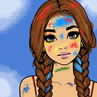 realistic girl with braids