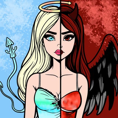 devil vs angel realistic girl