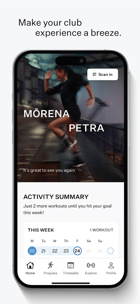 Les Mills New Zealand - Les Mills New Zealand app home screen showing activity summary and workout progress