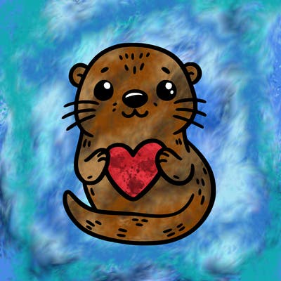 otter with a heart