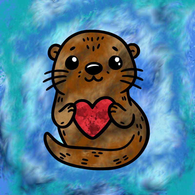 otter with a heart