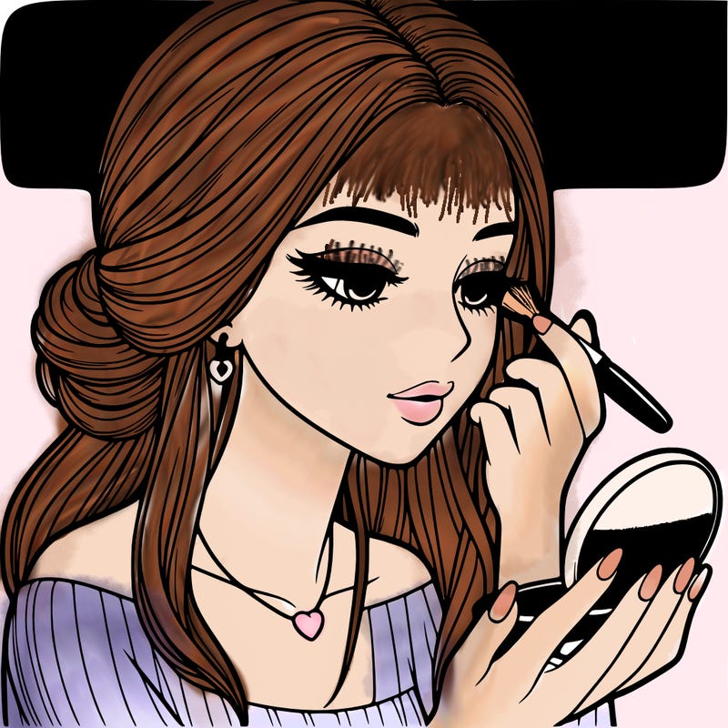 realistic girl doing makeup