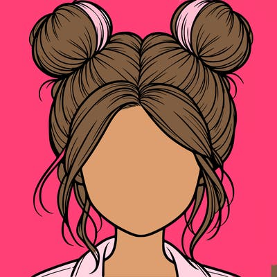 realistic girl with buns on the top of her hair