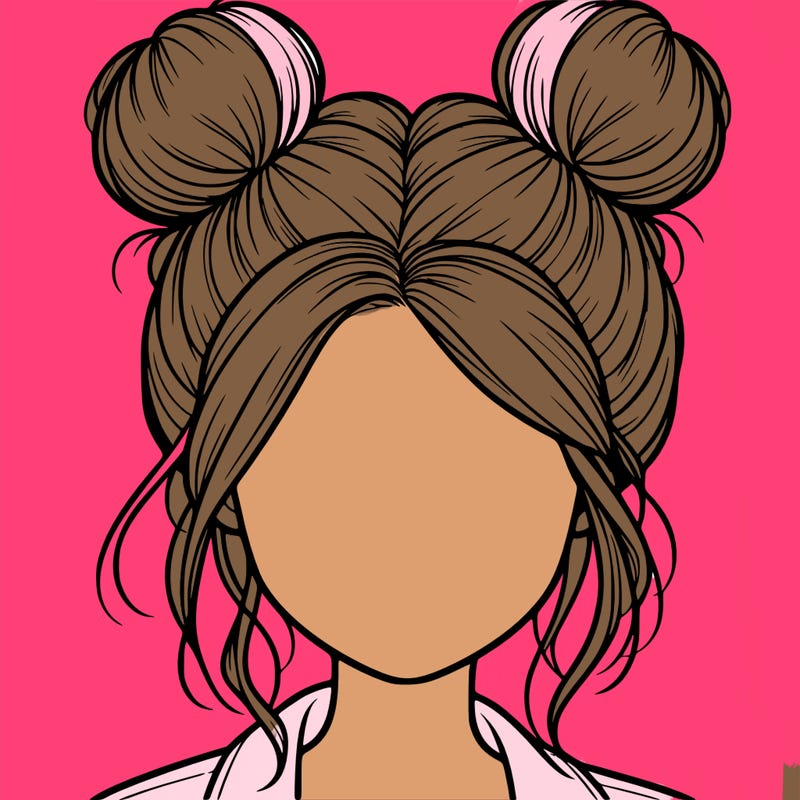 realistic girl with buns on the top of her hair