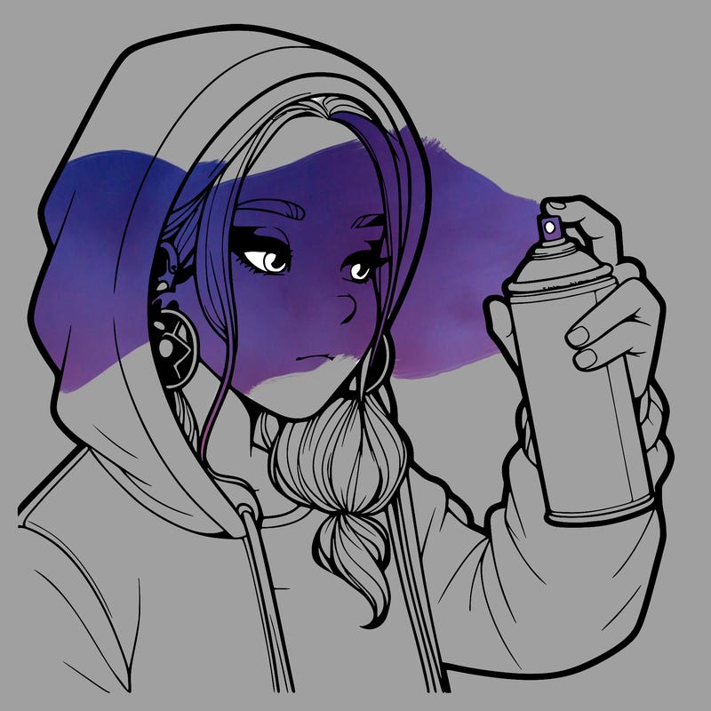 a realistic girl, spray painting