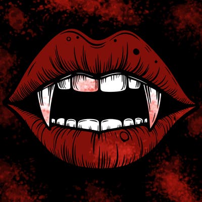 lips with vampire teeth