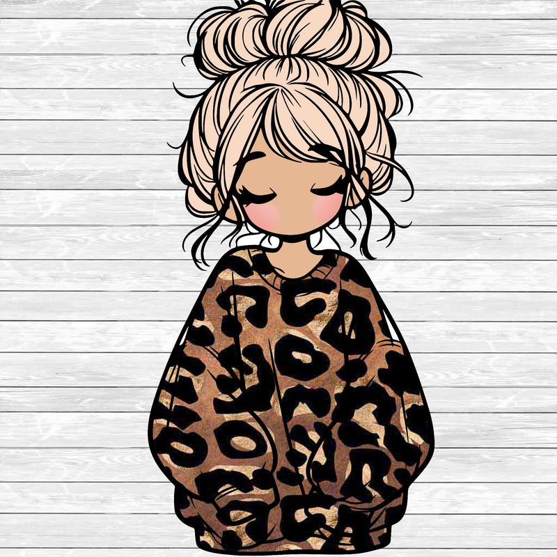 girl with baggy sweatshirt and messy bun