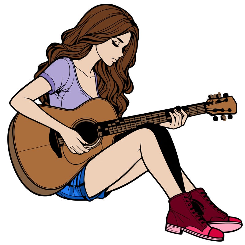 realistic woman play guitar