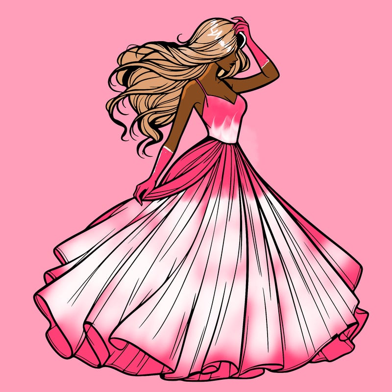 realistic woman with dress flowing in the wind