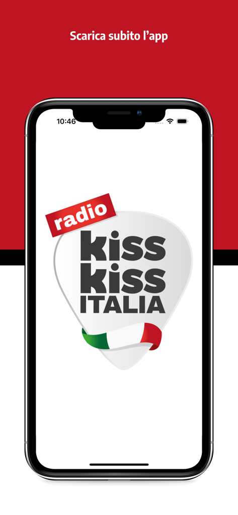 Kiss Kiss Italia - Kiss Kiss Italia music radio app display on an iPhone screen