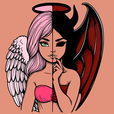 realistic angel half demon