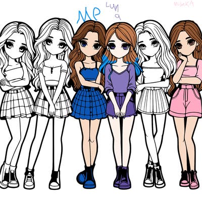 a group of girls realistic