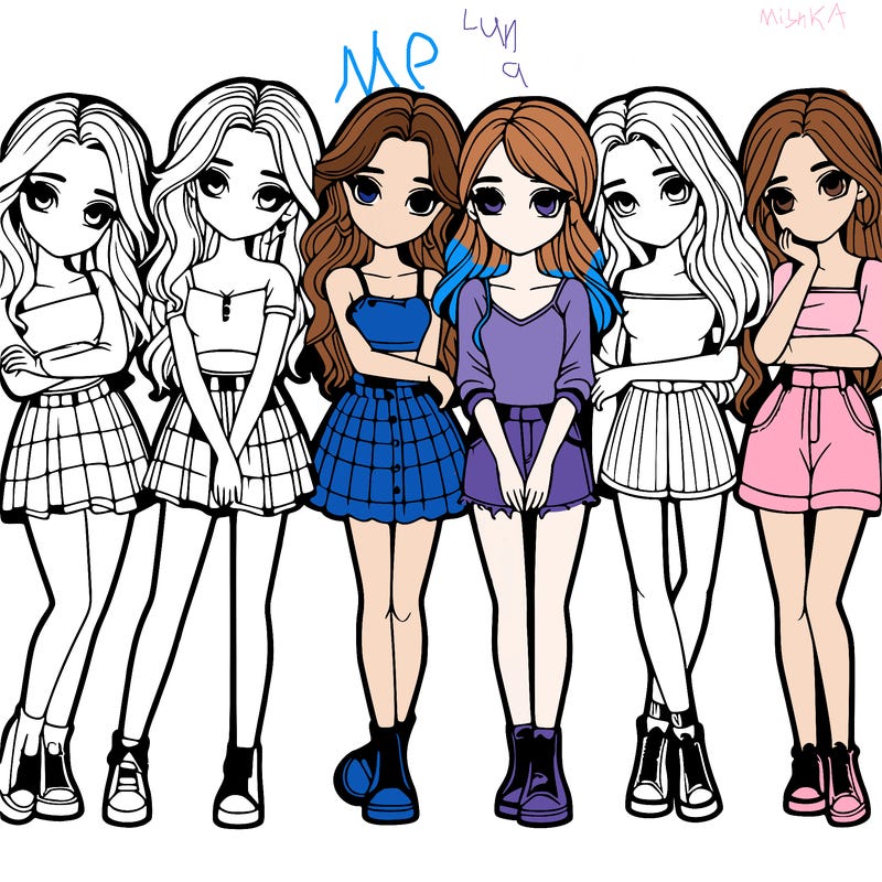 a group of girls realistic