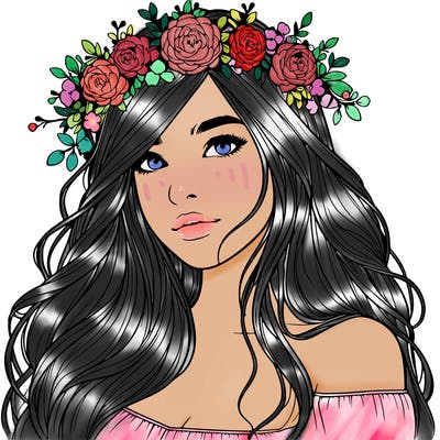 realistic girl with flower crown