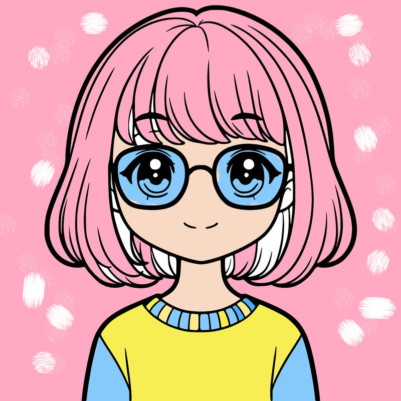 girl with short hair and glasses