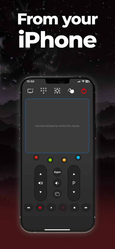 LGee : TV Remote - App LGee TV Remote su iPhone che mostra un trackpad e pulsanti del telecomando per Smart TV.