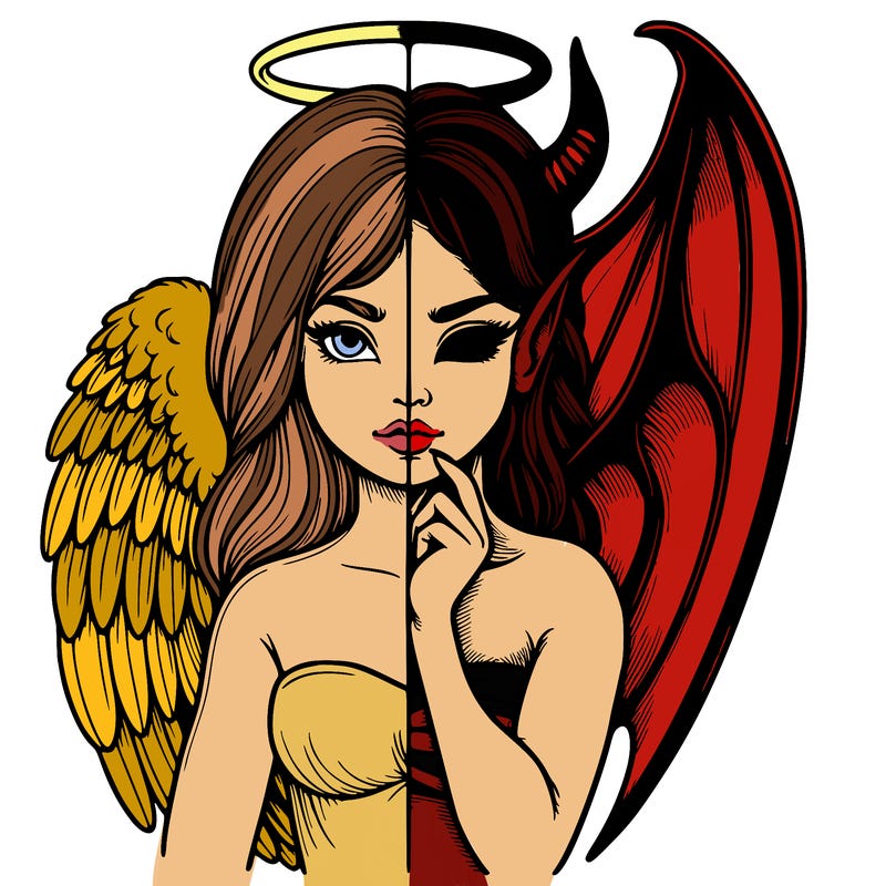 realistic angel half demon